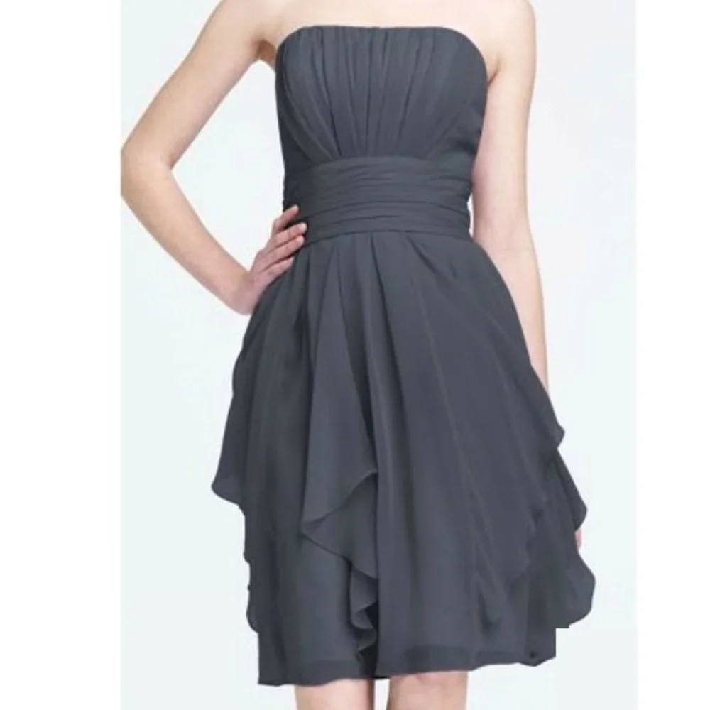 David's Bridal Strapless Chiffon Dress with Layered Skirt, Size 8 David's Bridal Strapless Chiffon Dress with Layered Skirt, Size 8